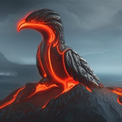 Legendary Lava Bird: Epic Digital Matte Painting