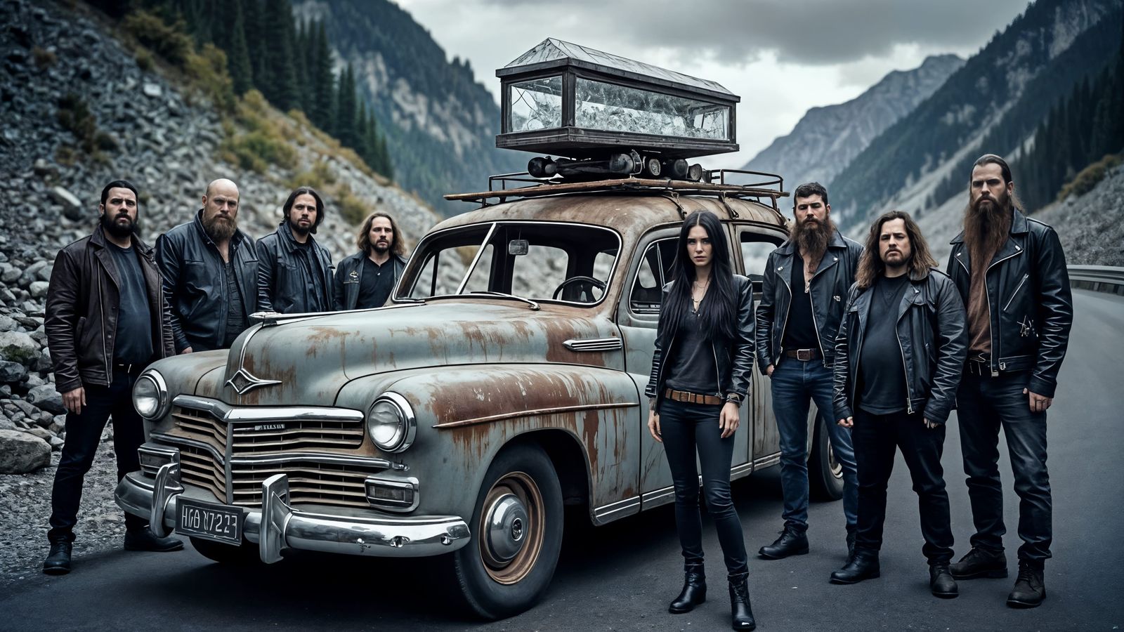 Post-Apocalyptic Fairytale Scene with Mysterious Woman and B...