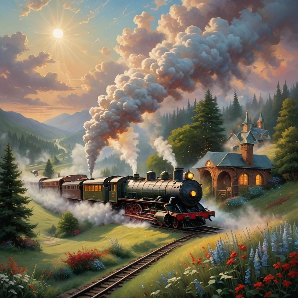 Ethereal Fantasy Train in Dreamlike Style