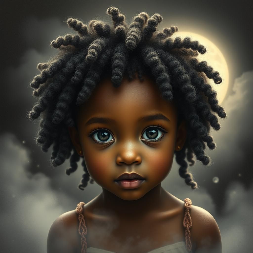 Dreamlike Portrait of Young Girl with Curly Hair