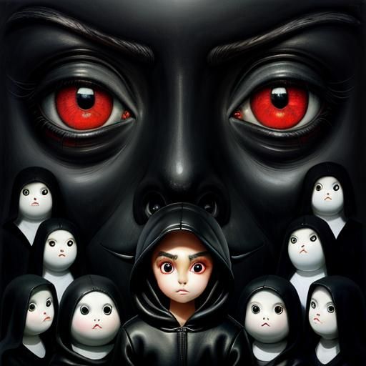 Surreal Faces with Giant Eyes in Gothic Style