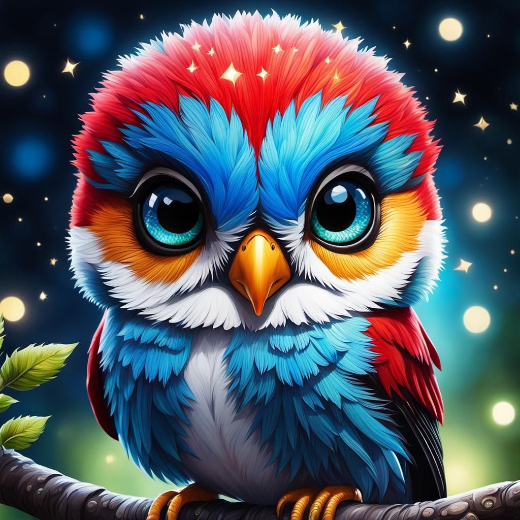 Whimsical Woodpecker with Googly Eyes in Ink Wash