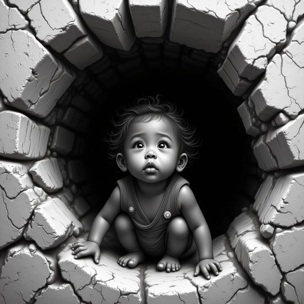 Dramatic Black and White Portrait of Gorilla Child Emerging ...