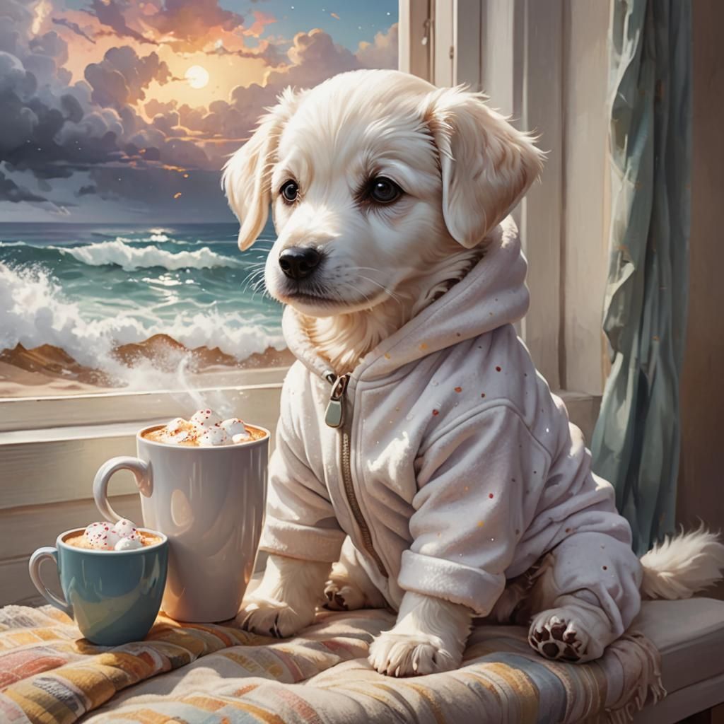 Puppy's Cozy Day: Whimsical Children's Illustration