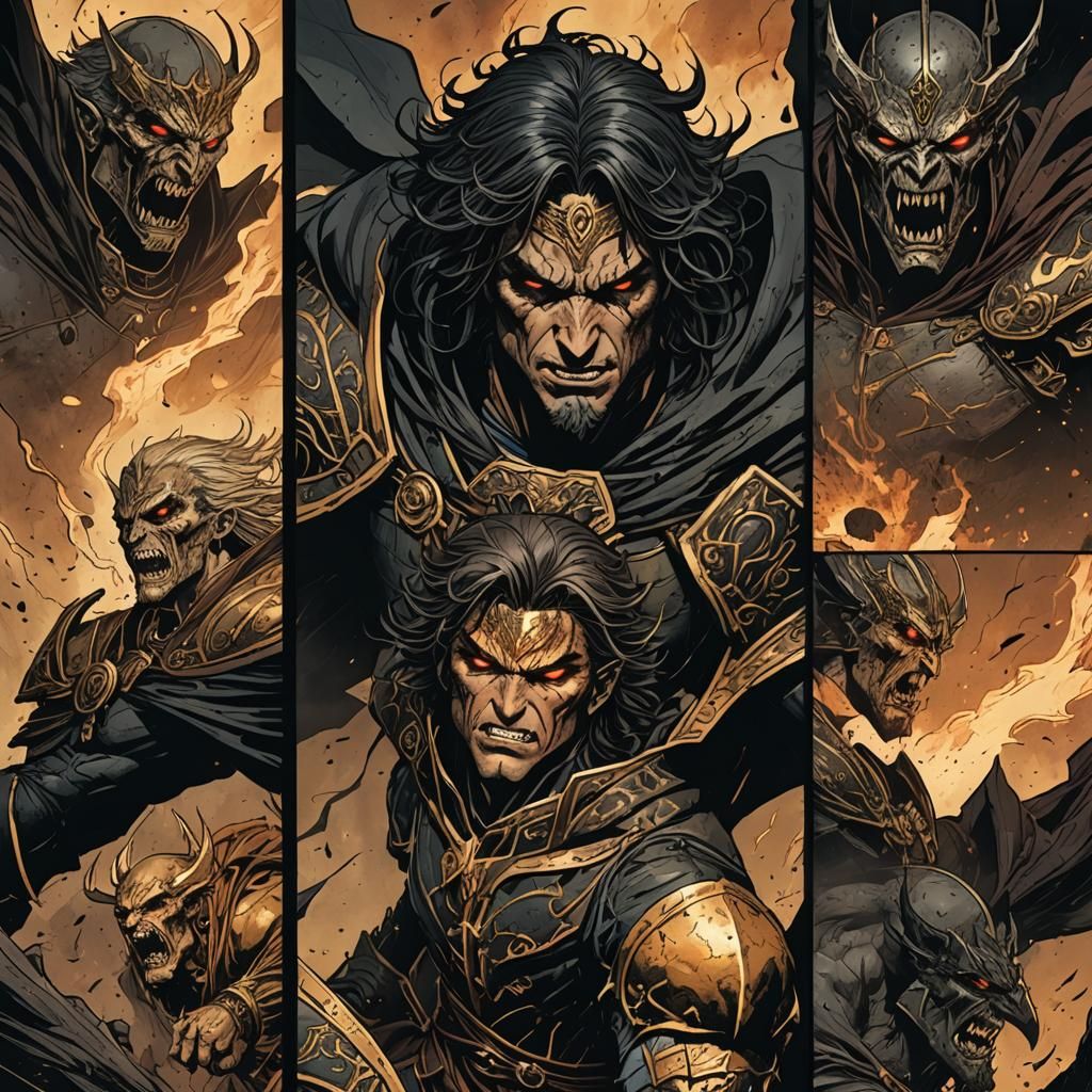 Arion's Dark Battles Across Eras: Comic Book Art