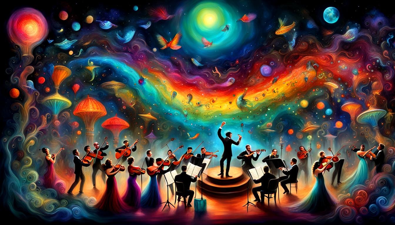 Cosmic Serenade: Bioluminescent Orchestra with Flamenco Danc...