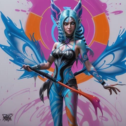 Ahsoka as Winx Club Witch Fairy in Graffiti Art