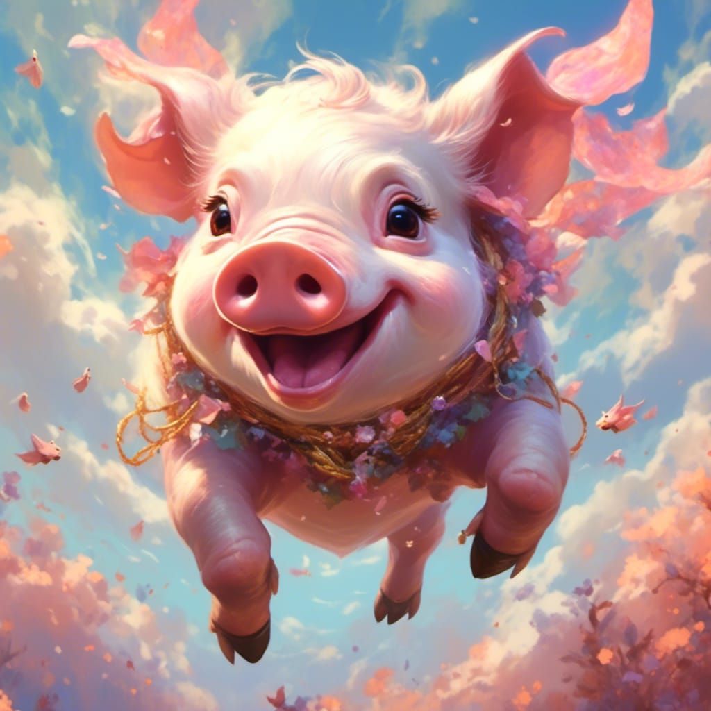 Cute Flying Pig in High Definition