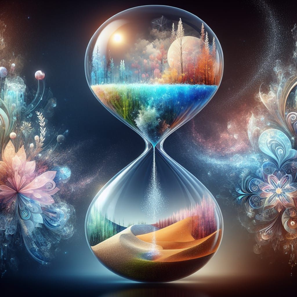 Timeless Hourglass in Ethereal Dreamscapes