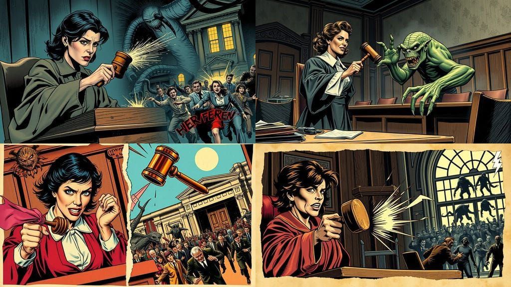 Faded 1950s Horror Comic Book Strip with Desaturated Colors