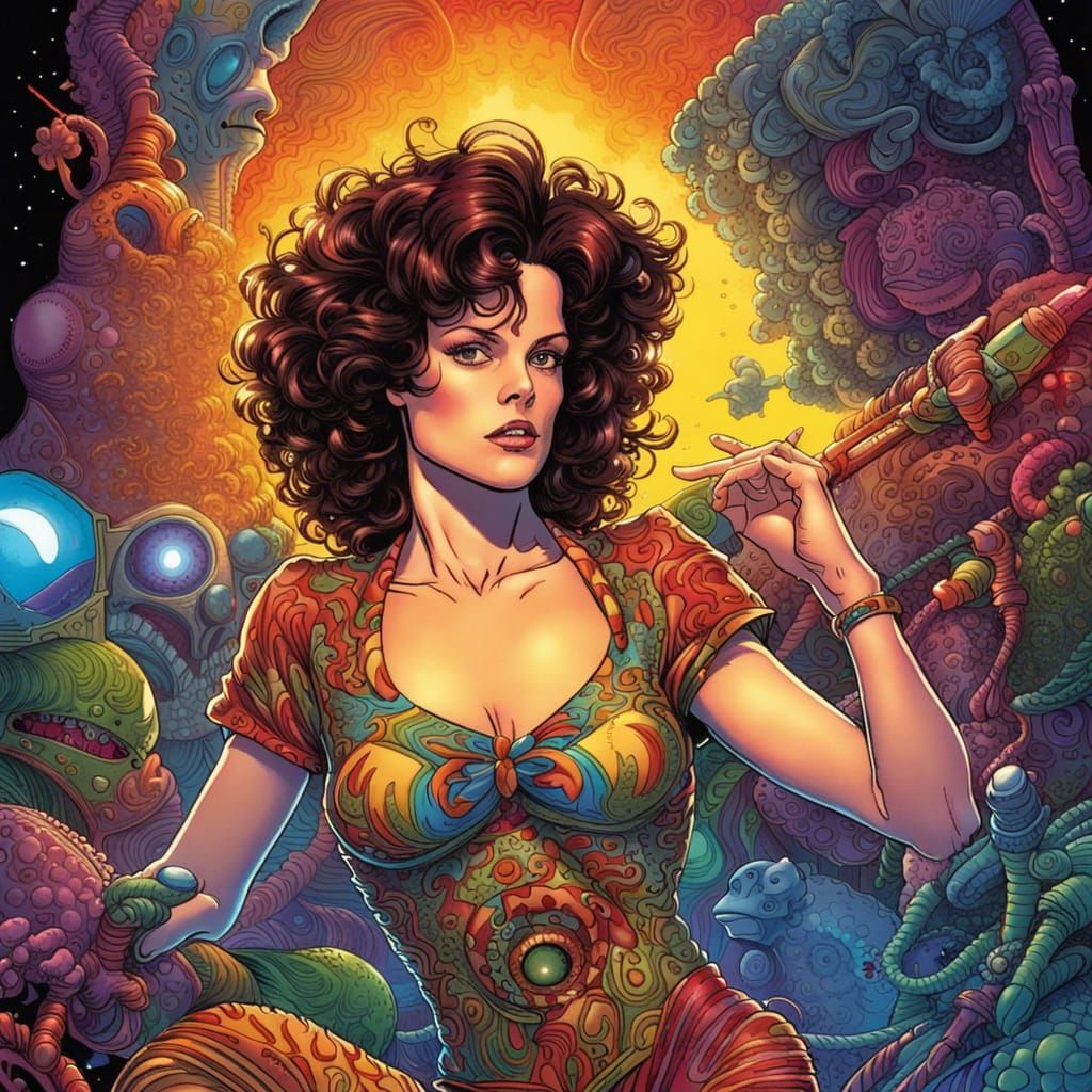 Psychedelic Comic Book Art of a Beautiful Woman
