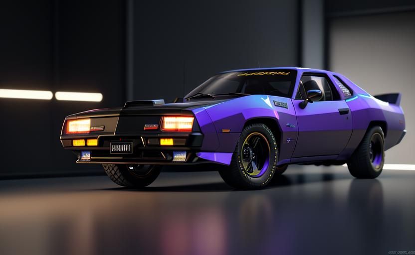 80's Dodge Daytona in Orange, Sci-Fi 3D Render