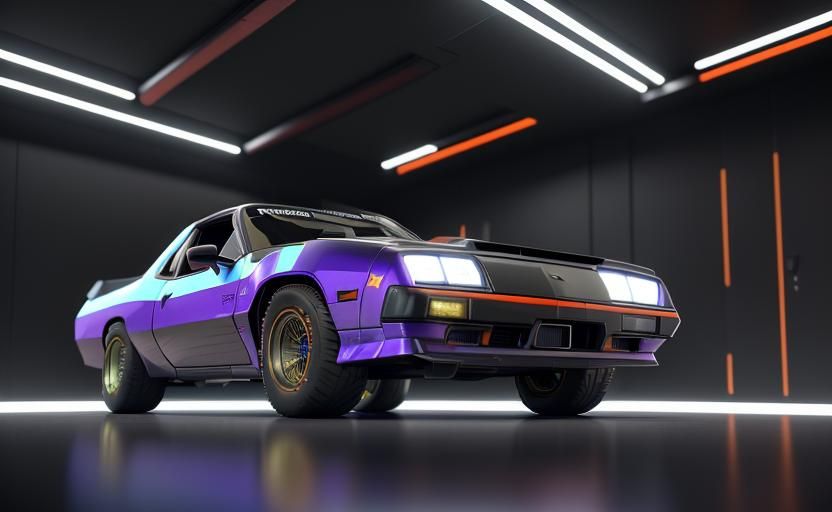 Custom Orange 80's Dodge Daytona in 3D