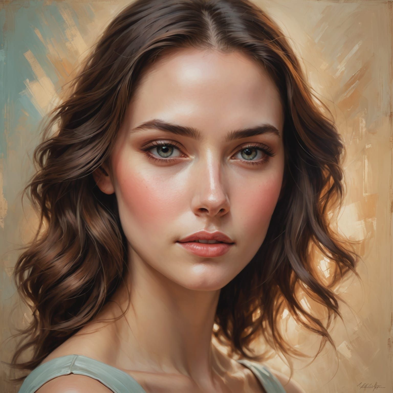 Expressive Feminine Portrait in Semi-Realistic Style