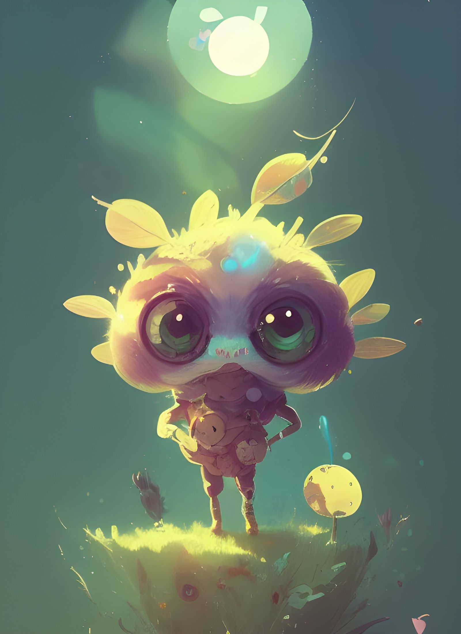 Adorable Flower Spirit in Chibi Style Digital Art