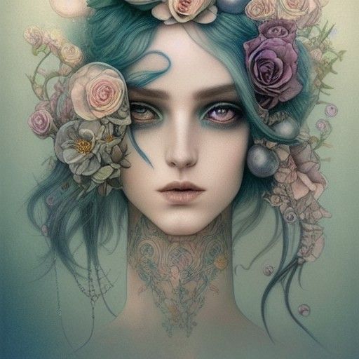 Decadent Androgynous God Portrait, Digital Art