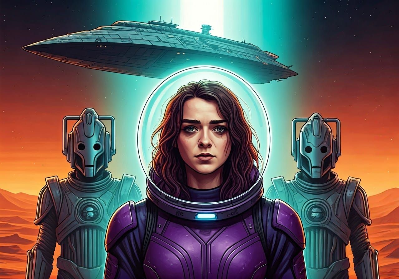 Cyberpunk Goddess in Gritty Alien Landscape