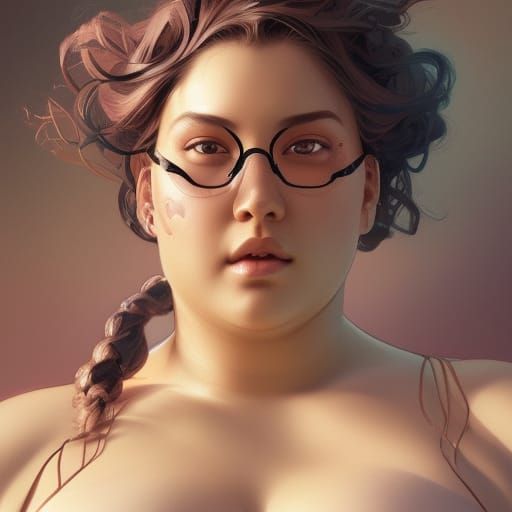 Detailed Portrait of Plus Size Woman in Digital Art