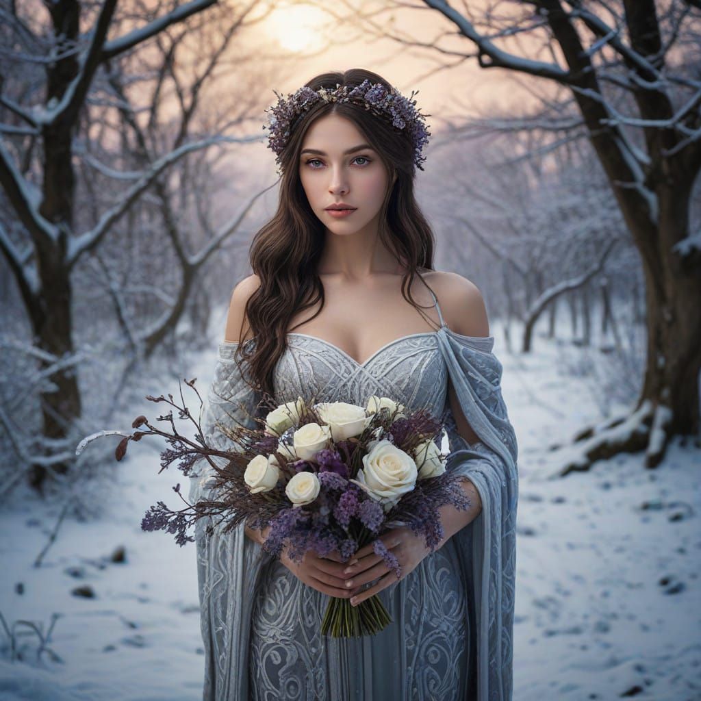 Winter Celtic Bouquet in Elegant Art Nouveau Style