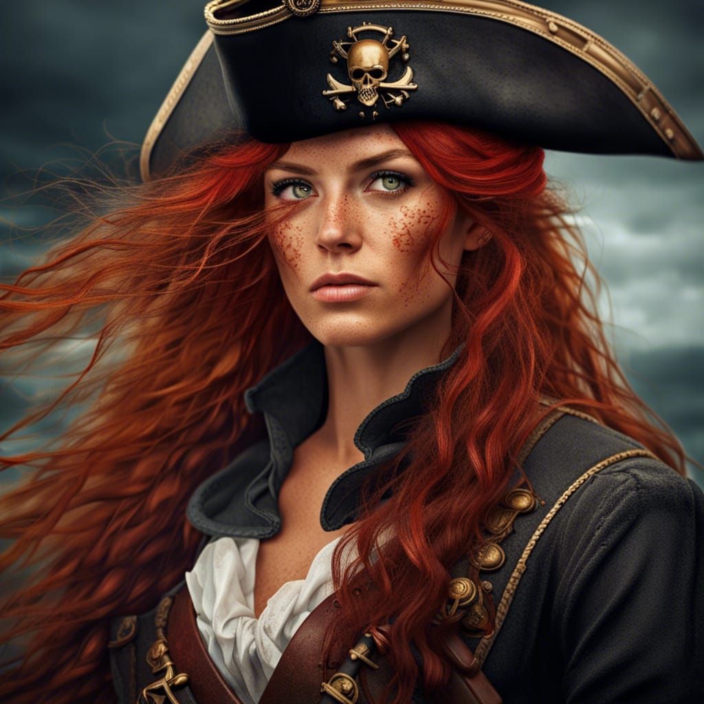 Female Pirate Captain Portrait in Western Art Style