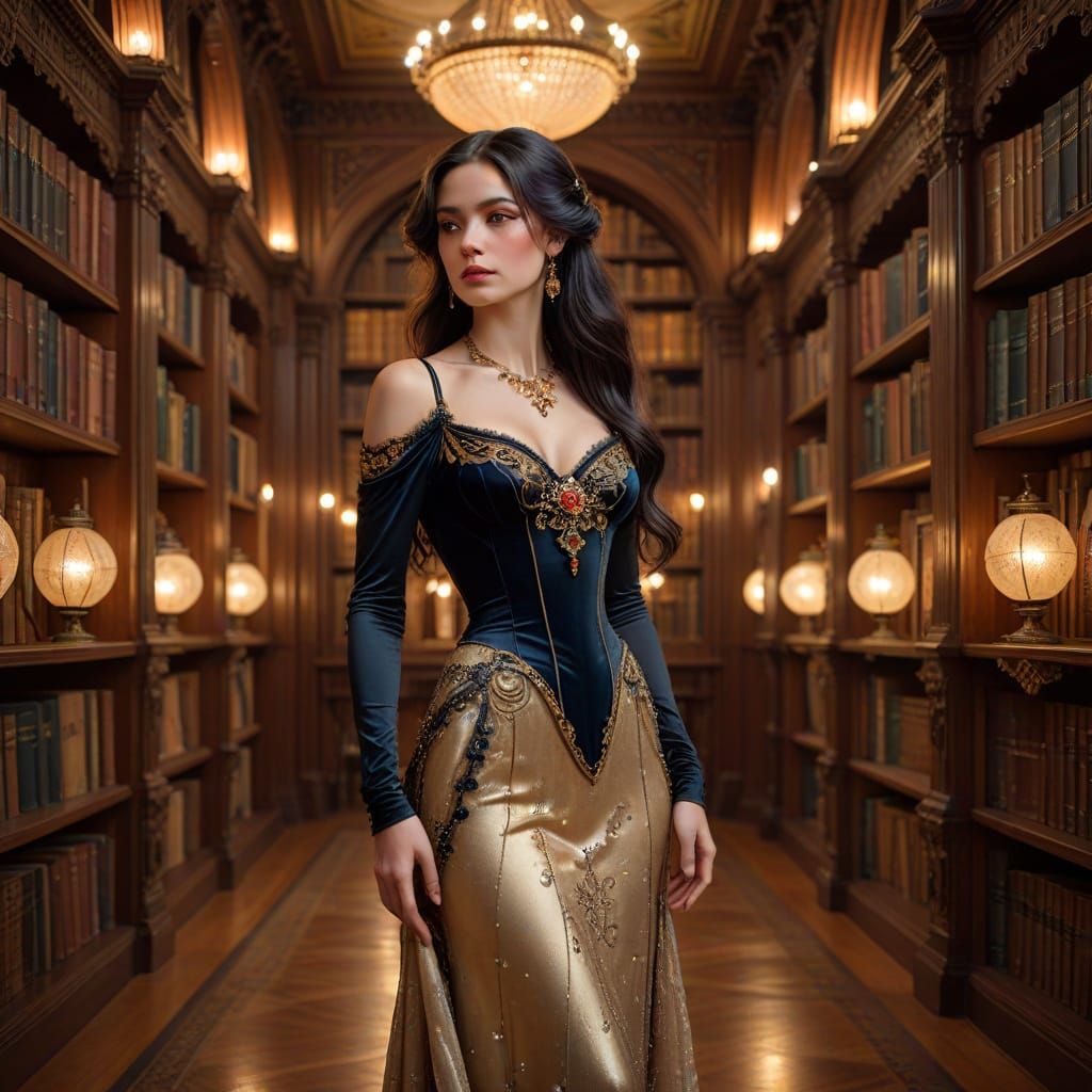 Victorian Lady in Art Nouveau Portrait