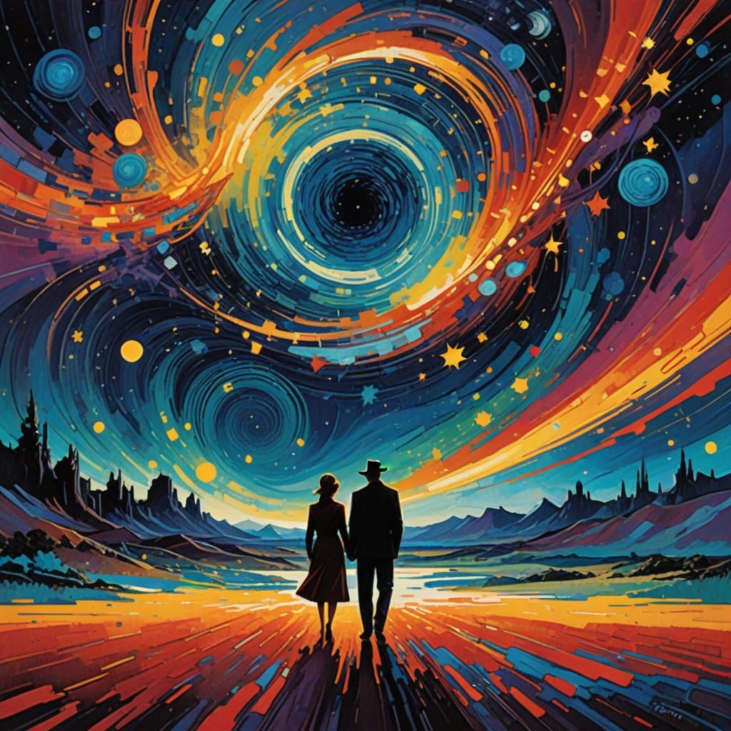 Cosmic Dance of Sizzling Stars in Vibrant Iridescent Colors