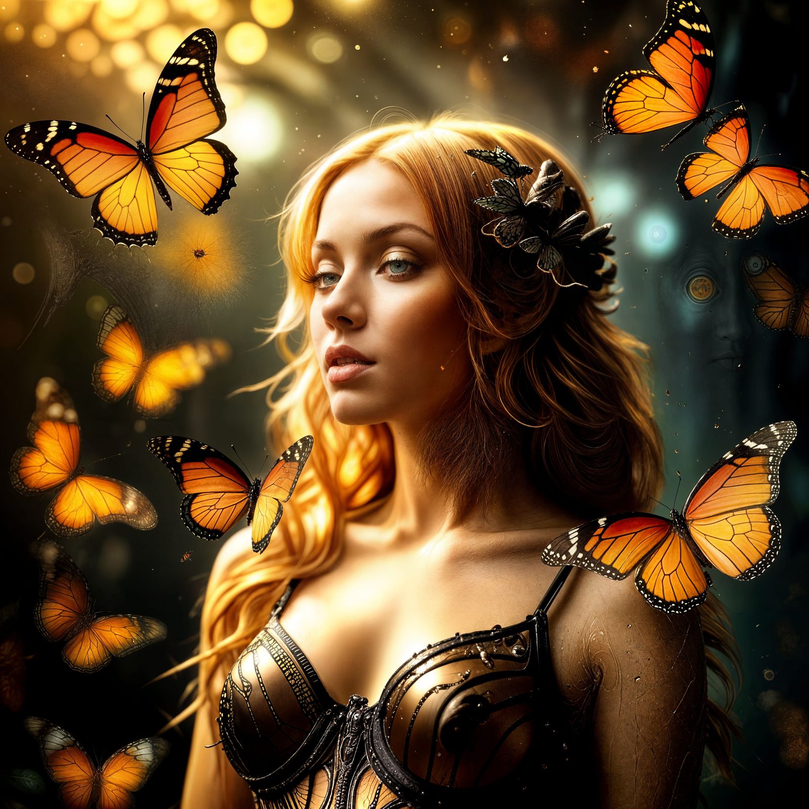 Surreal Monarch Butterfly in Vibrant Sfumato