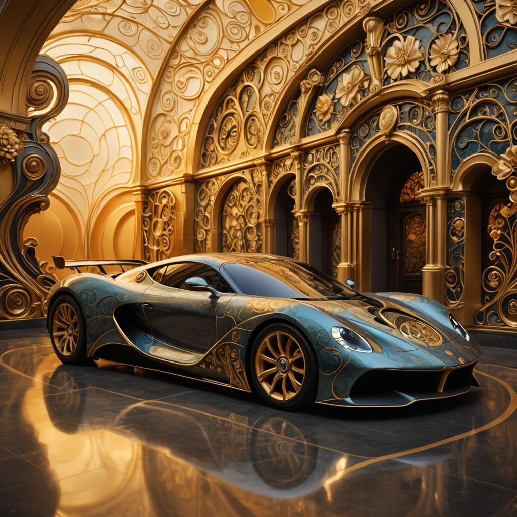 Futuristic Supercar Meets Art Nouveau Architecture