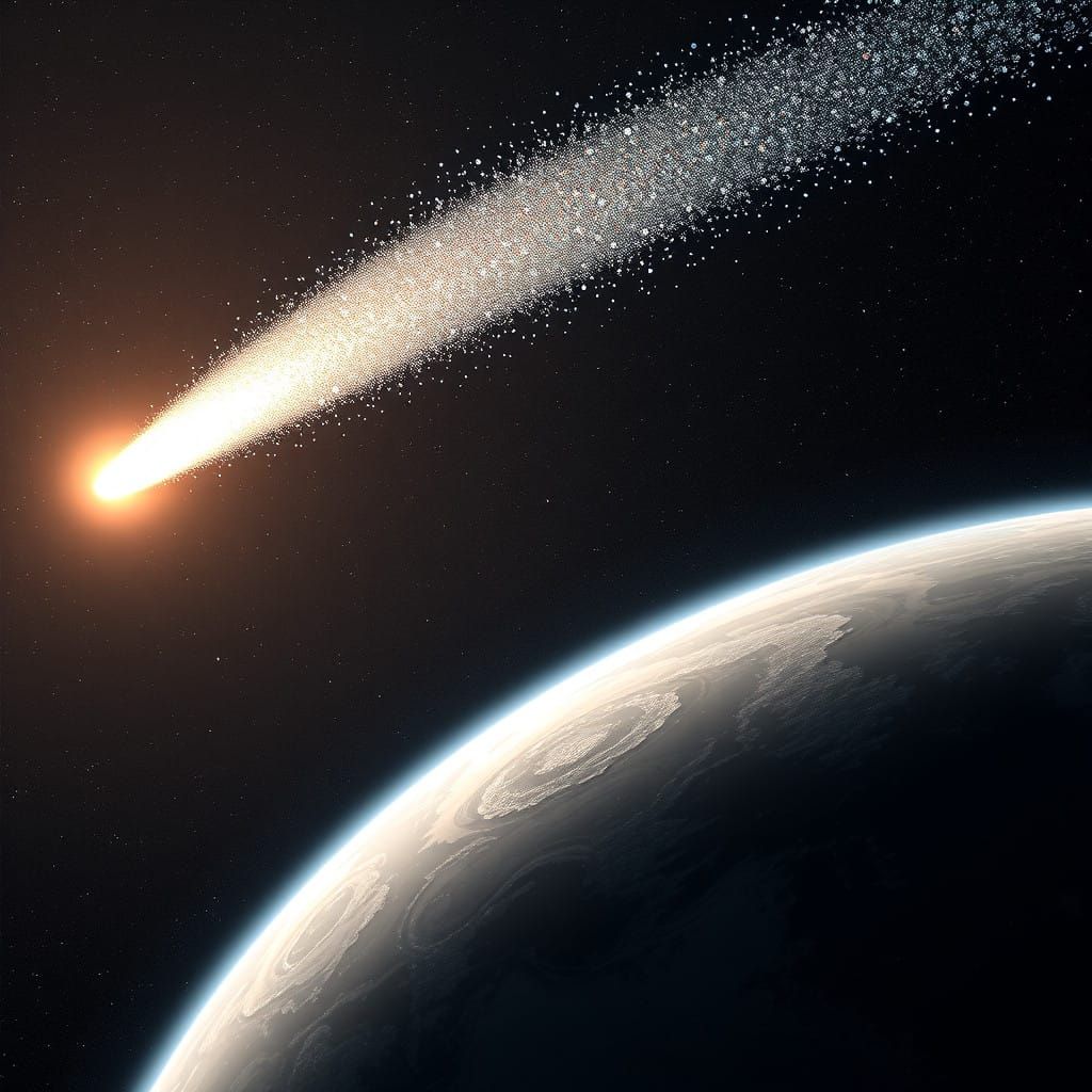 Celestial Ballet of Iridescent Seeds in 3D Anime Art