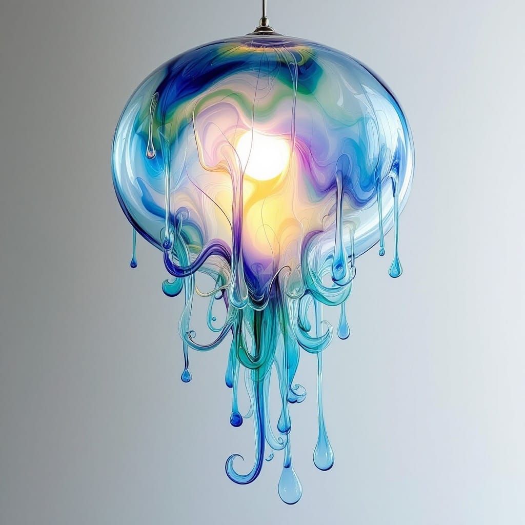 Ethereal Kumbh Glass Lamp in Iridescent Hues