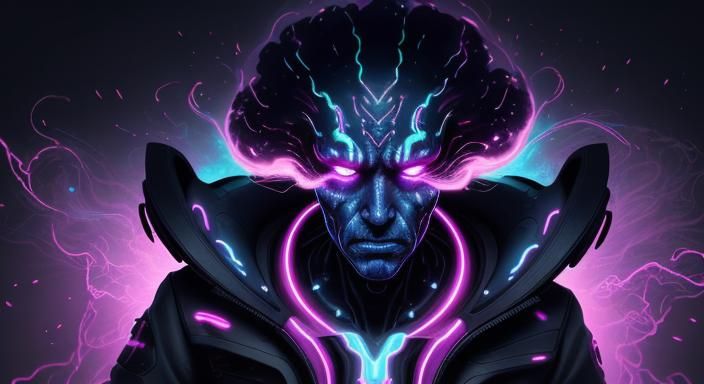 Exploding Head in Bioluminescent Surrealism