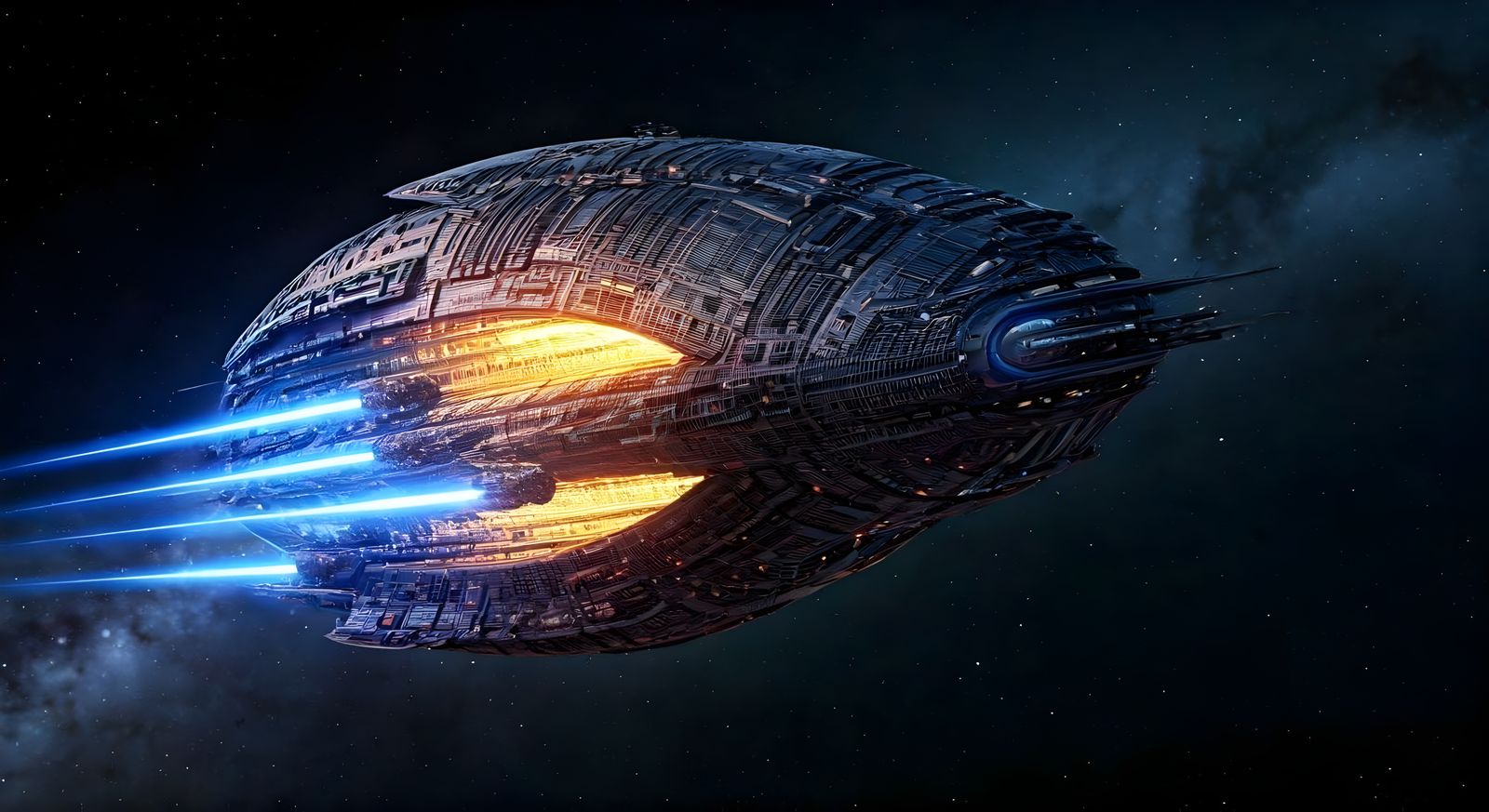 Gigantic Bird-Shaped Spaceship Firing Lasers Through Star Fi...