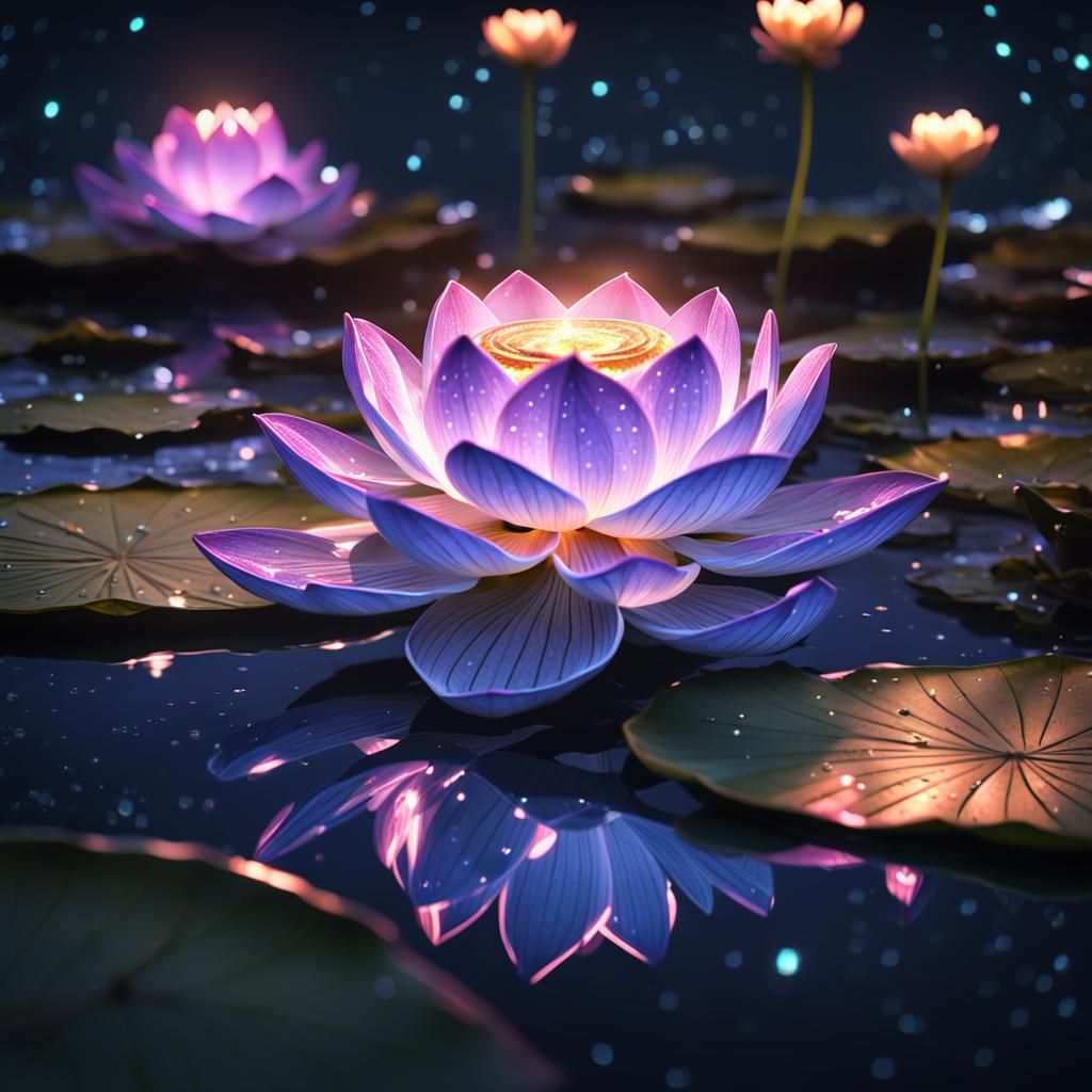 midnight flower in a lake