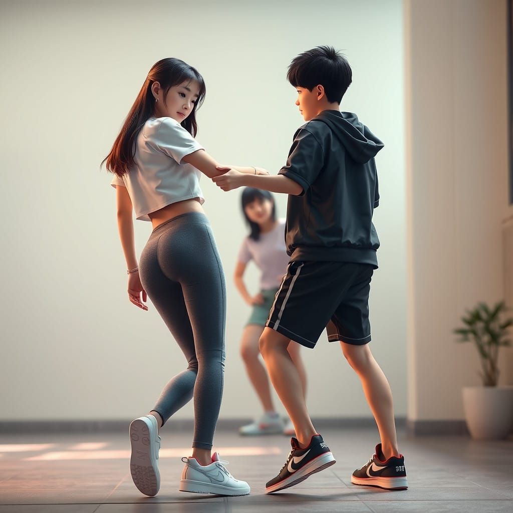 Youthful Korean Friends Share a Playful Moment