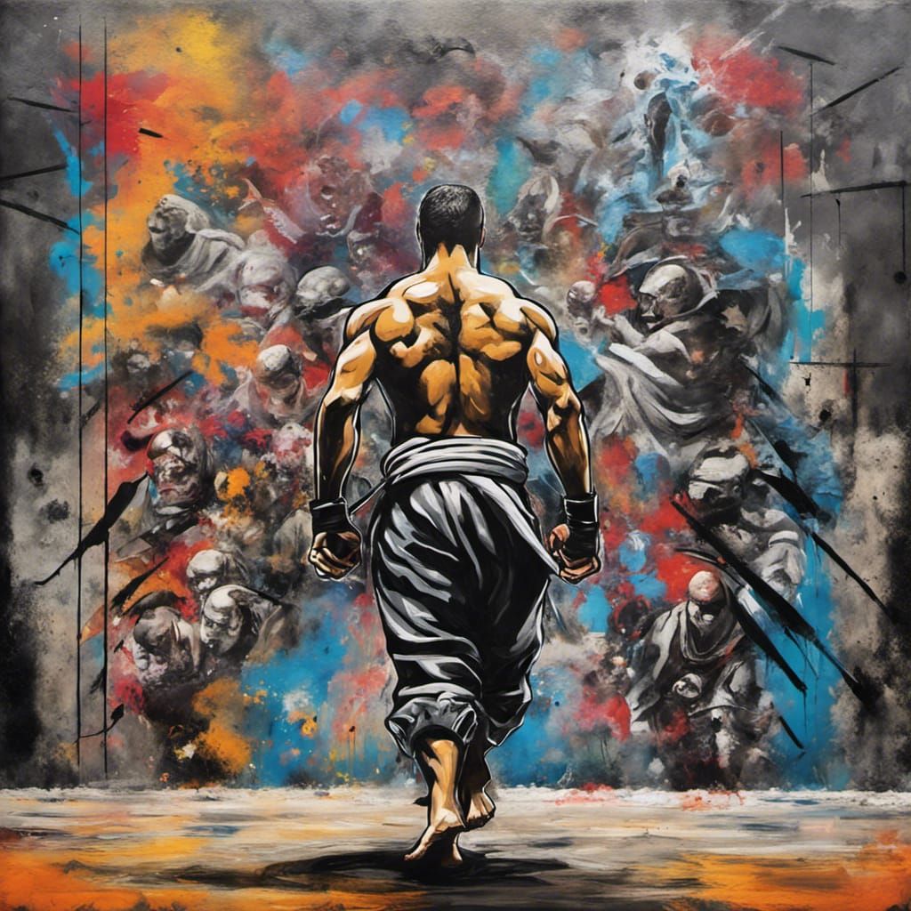 BJJ Spartan in Dojo Coliseum, Graffiti Art