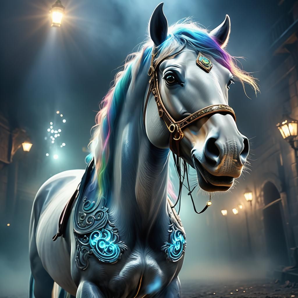 Humorous Horse Selfie: Ethereal Fantasy Art