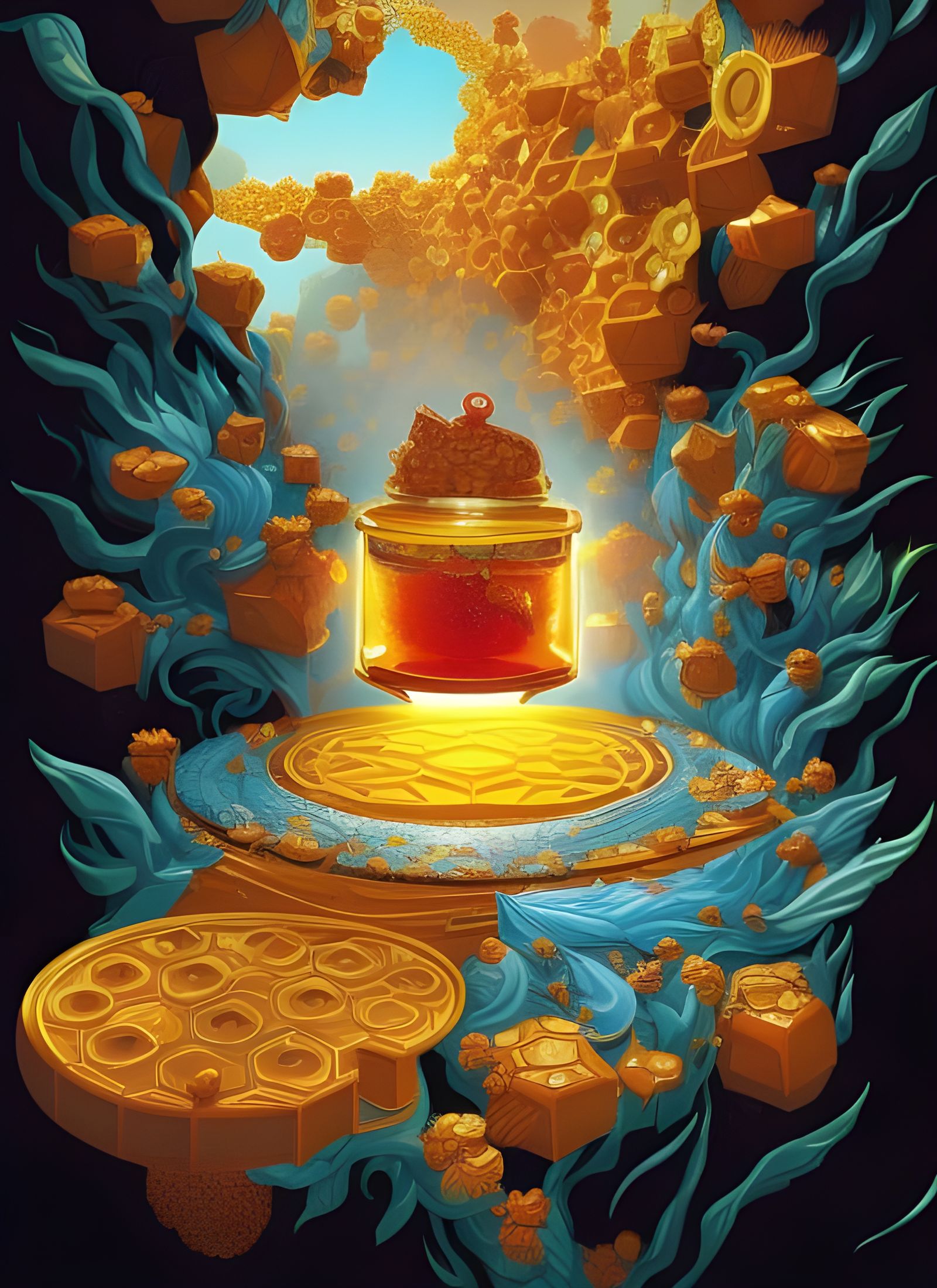 Honey Dimension Portal in Cel-Shaded Style