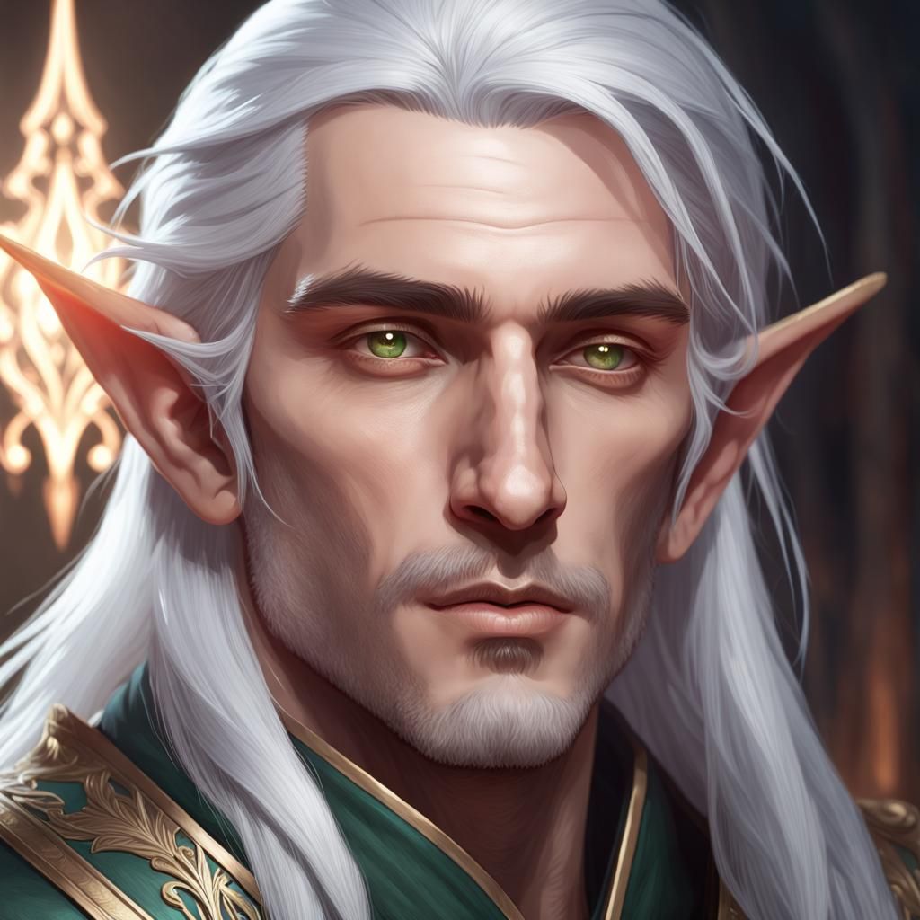Elf Wizard Portrait in Warhammer Style