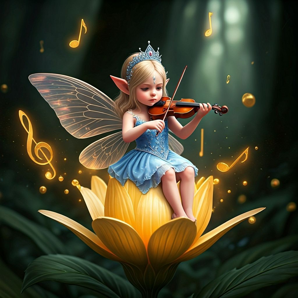 Enchanting Fairy Violinist in Forest Glade
