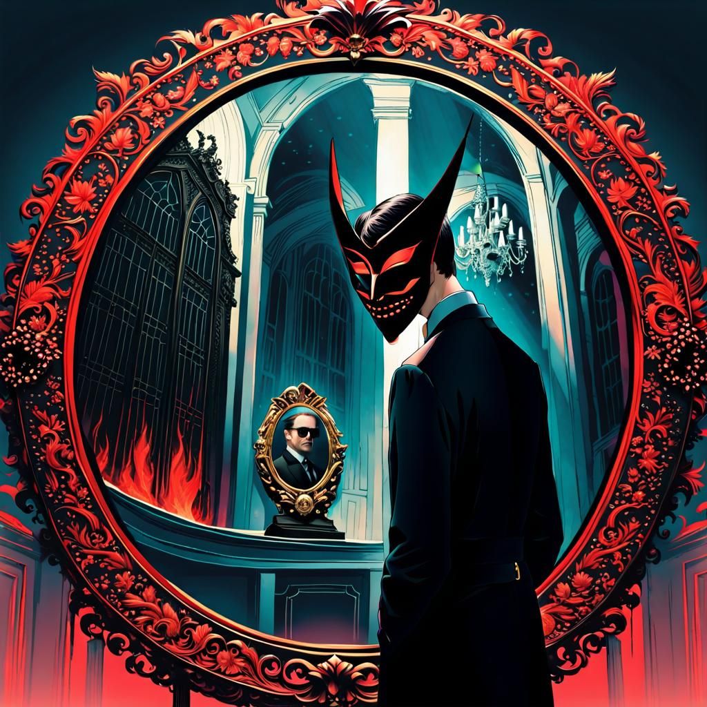 Masked Figure in Suit: Symbolic Portrait