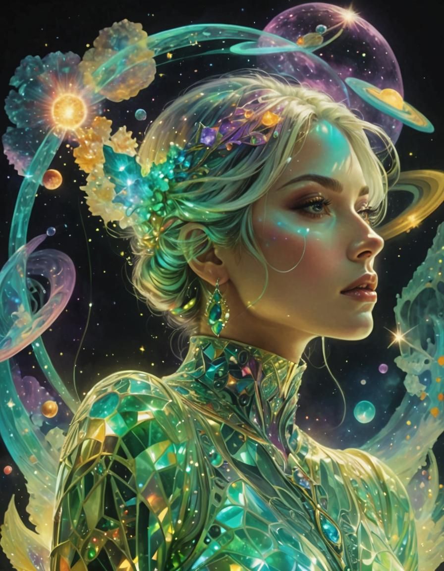 Holographic Chimera Girl in Astral Visionary Art