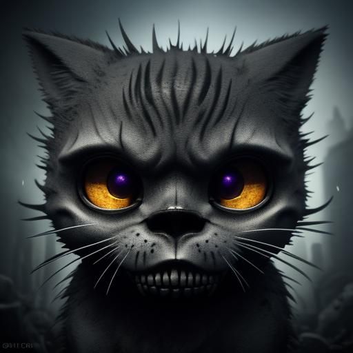 Maneki Neko Skull in Tim Burton Style, 3D Render