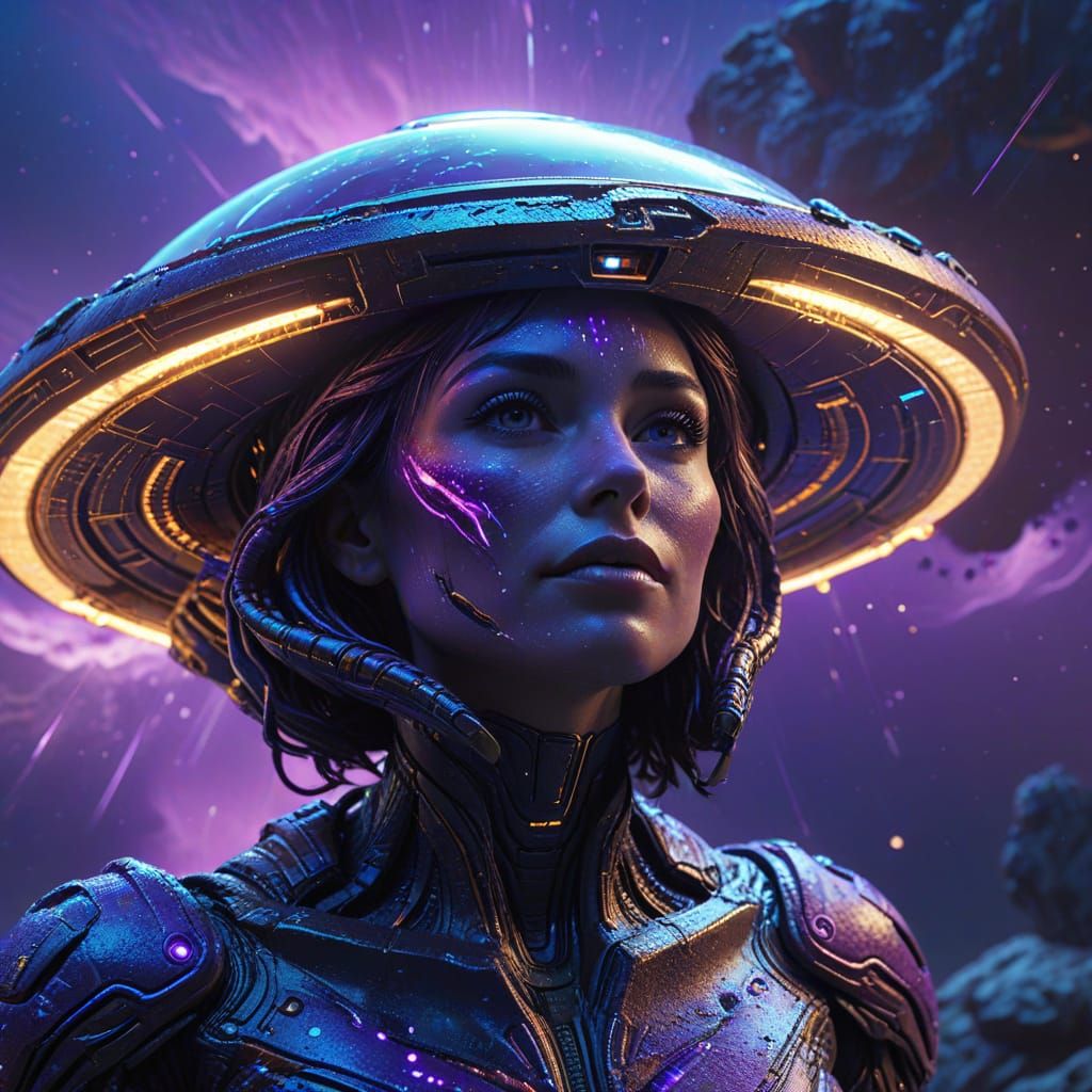 Vibrant UFO Abduction at Golden Hour