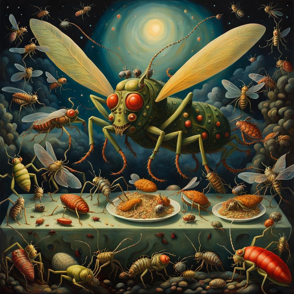 Grotesque Bug Feast on a Ghost Ship Nebula