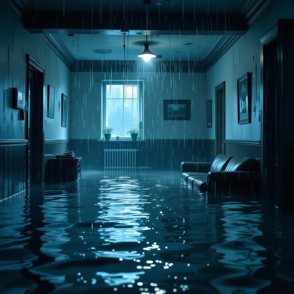 Flooded Basement Apartment in Ominous Dystopian Style