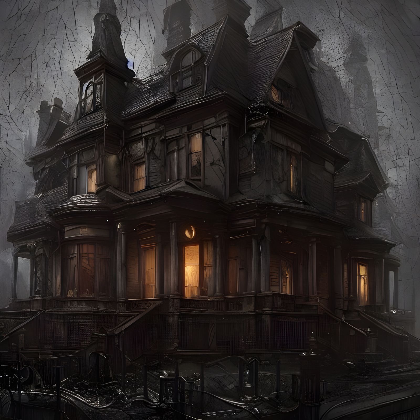 Lovecraftian Horror House in Nouveau Architecture Style