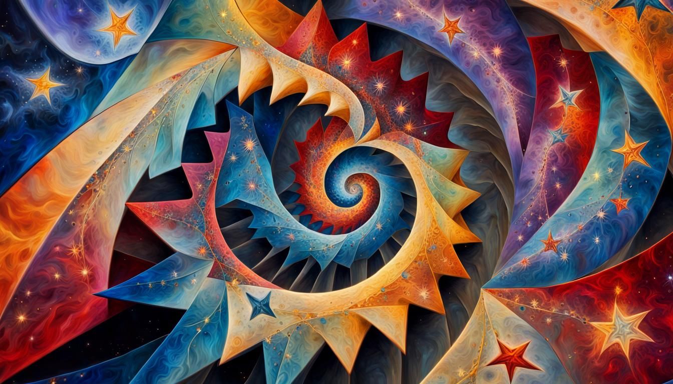 Magnetic Stars in Cosmic Impasto Painting Style