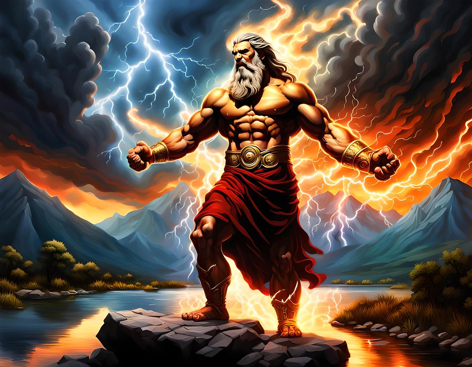 Zeus's Thunderous Wrath on Mount Olympus