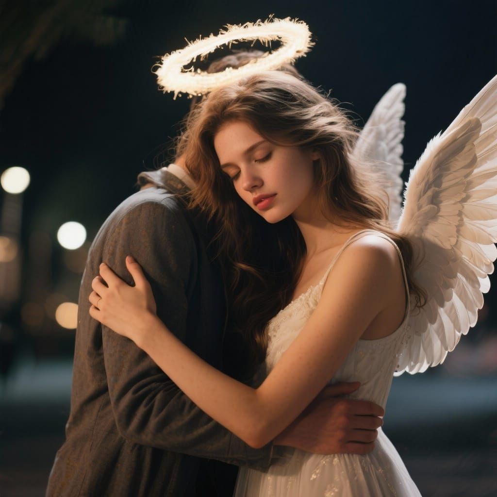 Angelic Woman Holding Someone Close