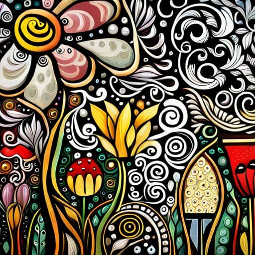 Surreal Floral Fantasy in Mixed Media Style